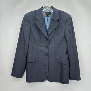 Ariat Blazer Womens 10R Gray Blue Wool Plaid Equestrian Show Coat Jacket Event